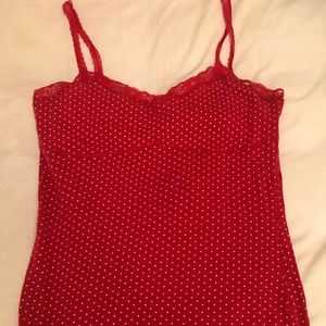 “Ambiance” gorgeous polka dot red top